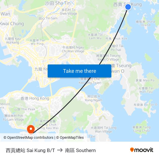 西貢總站 Sai Kung B/T to 南區 Southern map