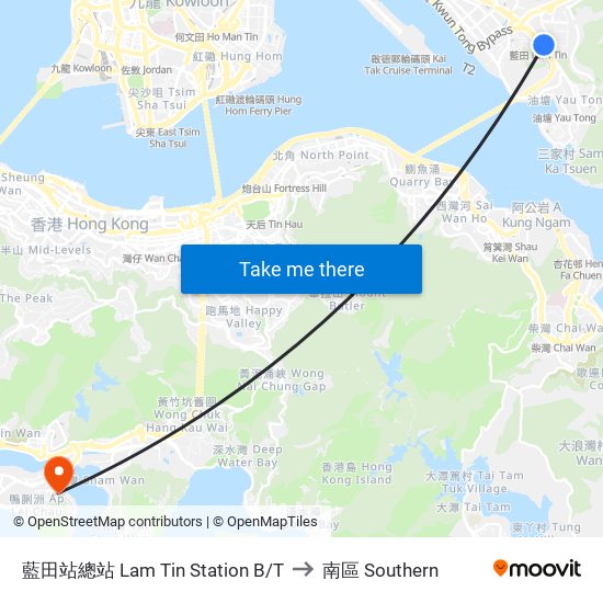 藍田站總站 Lam Tin Station B/T to 南區 Southern map