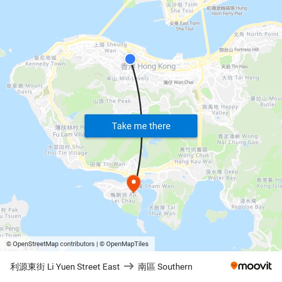 利源東街 Li Yuen Street East to 南區 Southern map