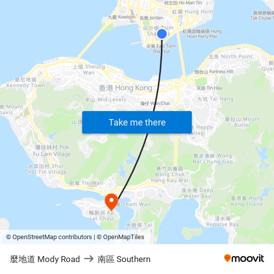 麼地道 Mody Road to 南區 Southern map