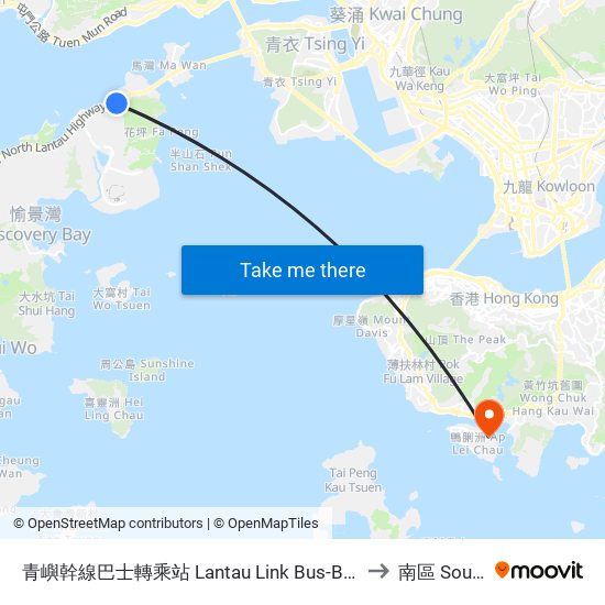 青嶼幹線巴士轉乘站 Lantau Link Bus-Bus Interchange to 南區 Southern map