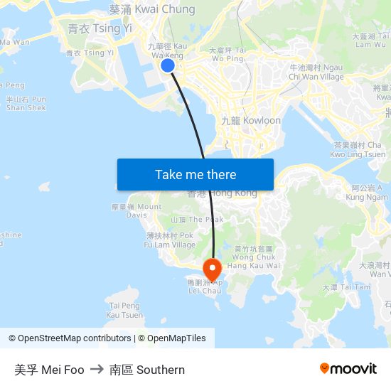 美孚 Mei Foo to 南區 Southern map