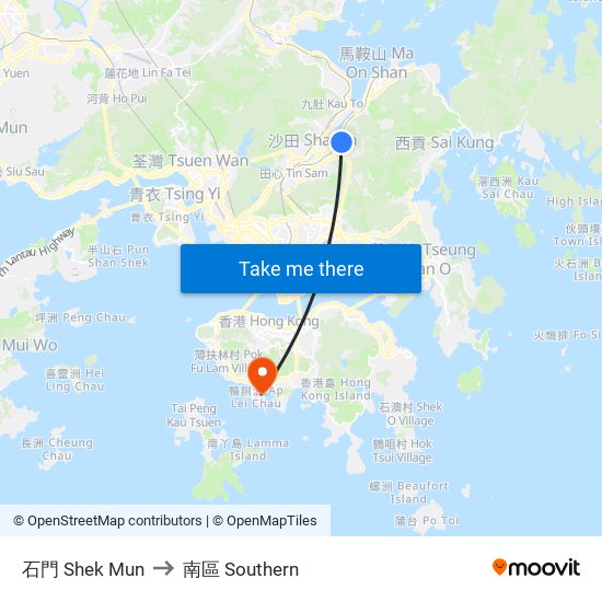 石門 Shek Mun to 南區 Southern map