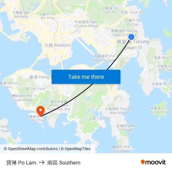 寶琳 Po Lam to 南區 Southern map