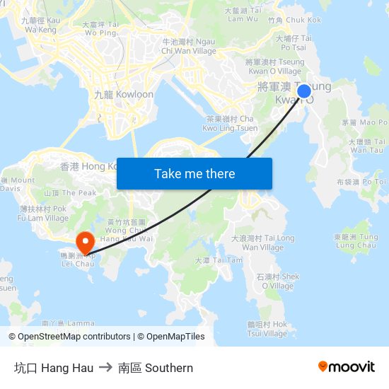 坑口 Hang Hau to 南區 Southern map
