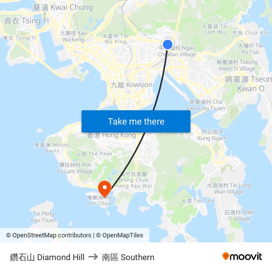 鑽石山 Diamond Hill to 南區 Southern map