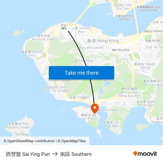 西營盤 Sai Ying Pun to 南區 Southern map