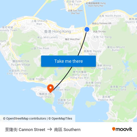 景隆街 Cannon Street to 南區 Southern map