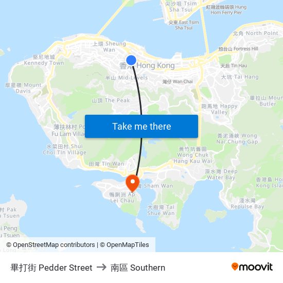 畢打街 Pedder Street to 南區 Southern map