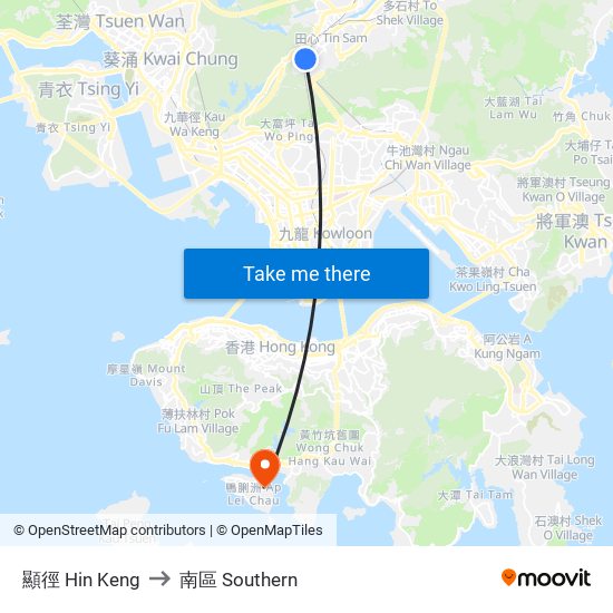 顯徑 Hin Keng to 南區 Southern map