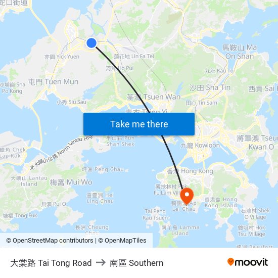大棠路 Tai Tong Road to 南區 Southern map