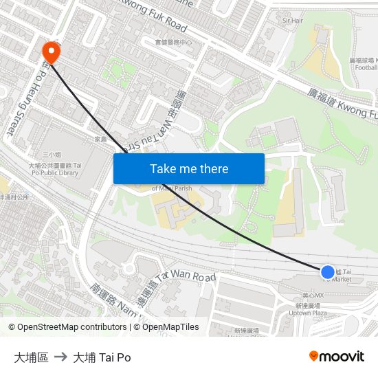 大埔區 to 大埔 Tai Po map