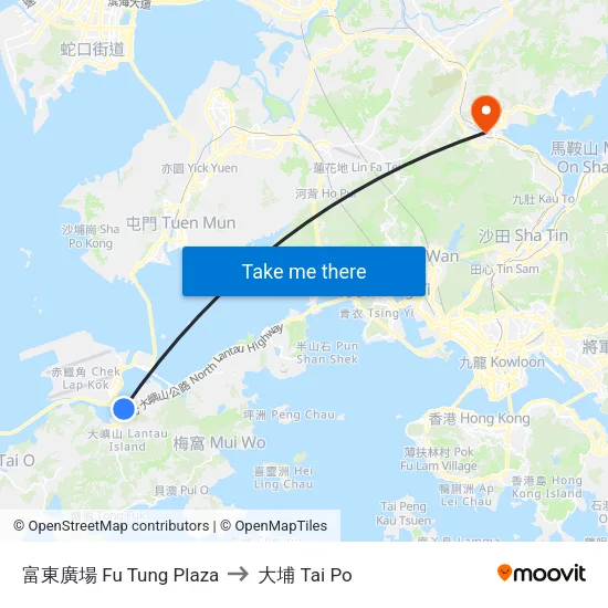 富東廣場 Fu Tung Plaza to 大埔 Tai Po map