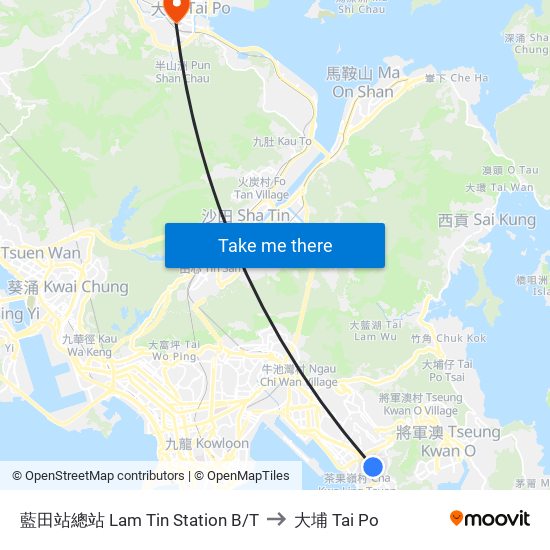藍田站總站 Lam Tin Station B/T to 大埔 Tai Po map