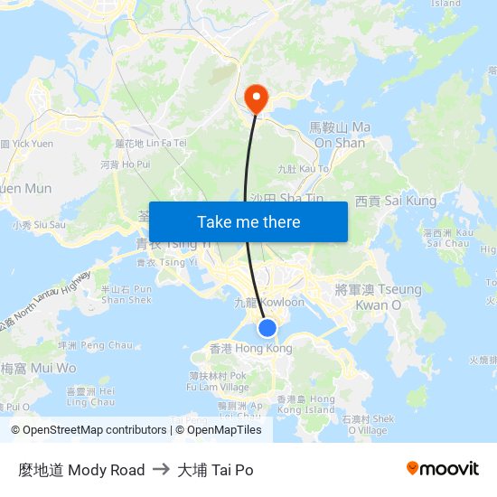 麼地道 Mody Road to 大埔 Tai Po map