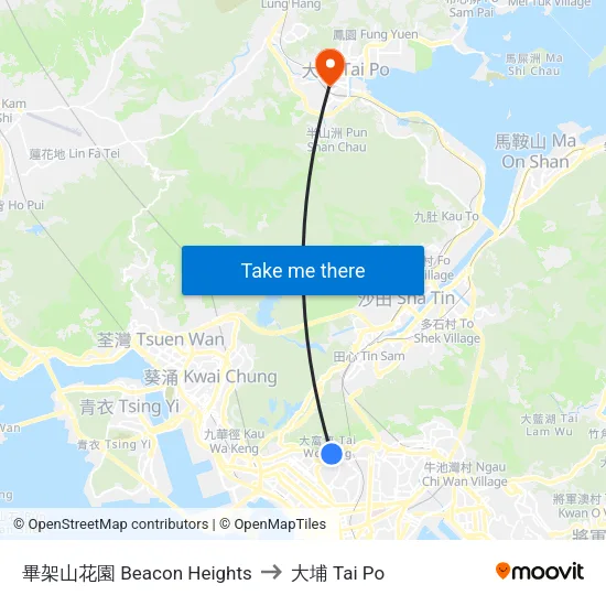 畢架山花園 Beacon Heights to 大埔 Tai Po map