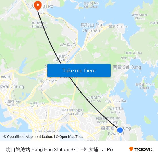 坑口站總站 Hang Hau Station B/T to 大埔 Tai Po map