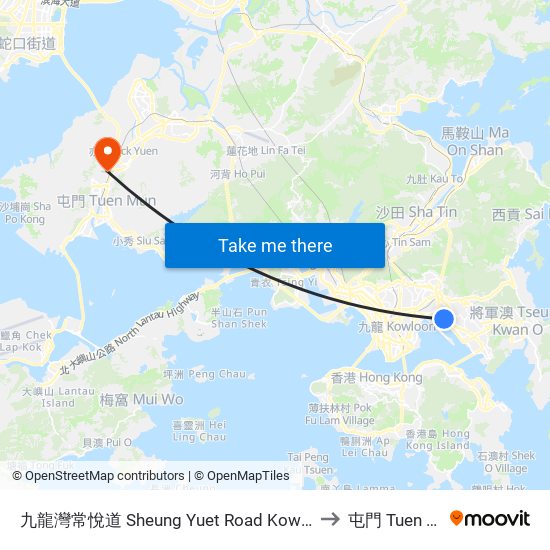 九龍灣常悅道 Sheung Yuet Road Kowloon Bay to 屯門 Tuen Mun map