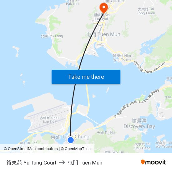 裕東苑 Yu Tung Court to 屯門 Tuen Mun map