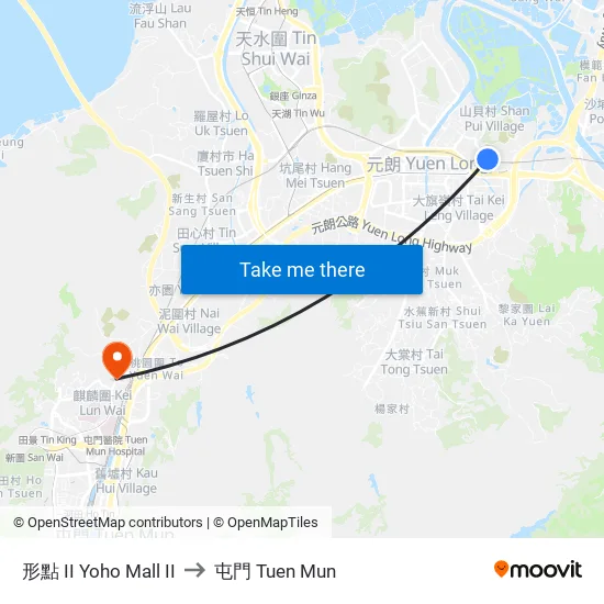 形點 II Yoho Mall II to 屯門 Tuen Mun map