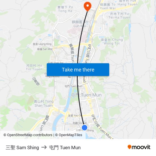 三聖 Sam Shing to 屯門 Tuen Mun map