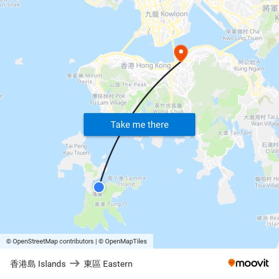 香港島 Islands to 東區 Eastern map