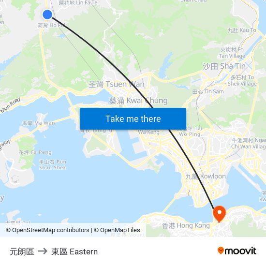元朗區 to 東區 Eastern map