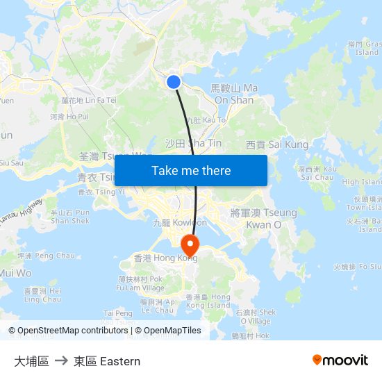 大埔區 to 東區 Eastern map