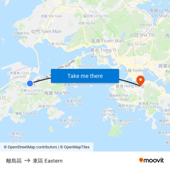 離島區 to 東區 Eastern map
