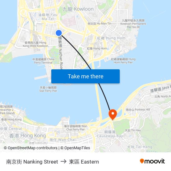 南京街 Nanking Street to 東區 Eastern map