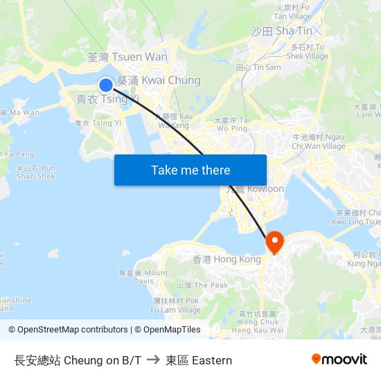 長安總站 Cheung on B/T to 東區 Eastern map