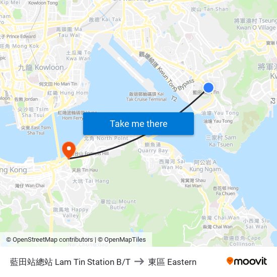 藍田站總站 Lam Tin Station B/T to 東區 Eastern map