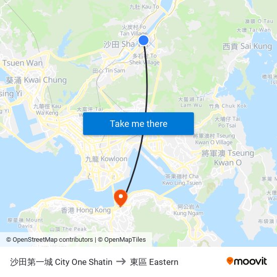 沙田第一城 City One Shatin to 東區 Eastern map