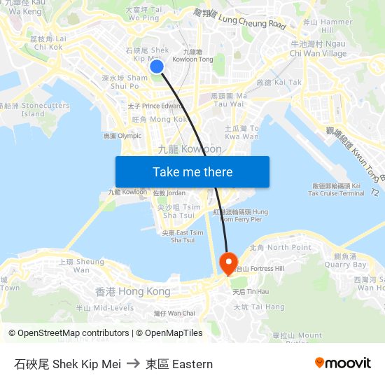 石硤尾 Shek Kip Mei to 東區 Eastern map