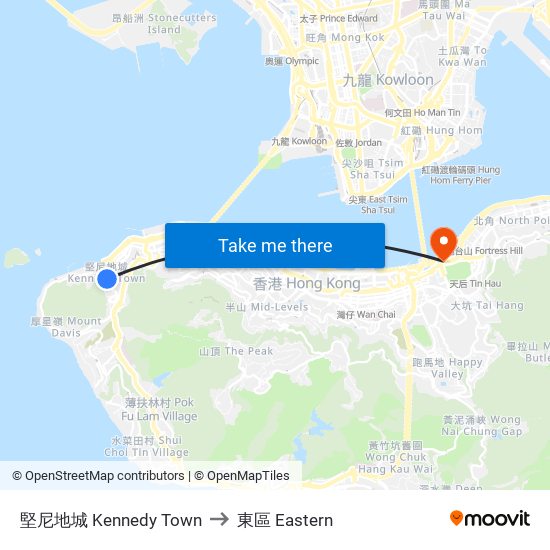 堅尼地城 Kennedy Town to 東區 Eastern map