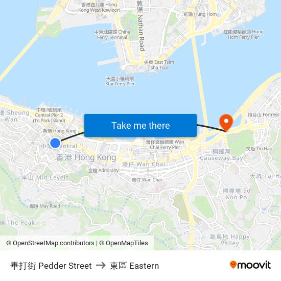 畢打街 Pedder Street to 東區 Eastern map