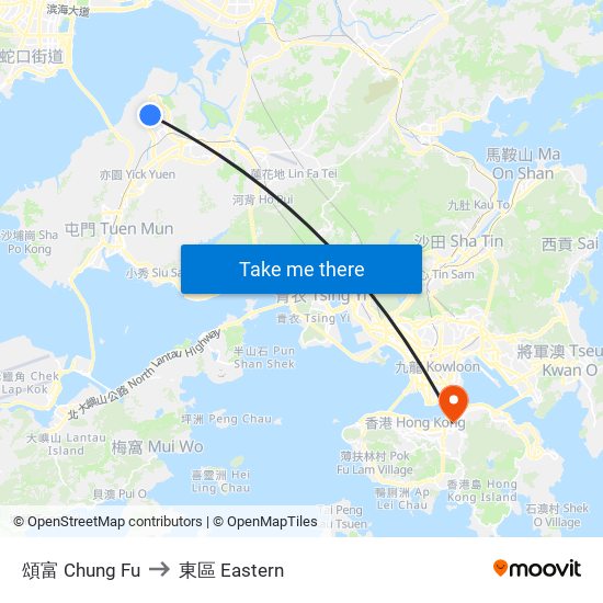 頌富 Chung Fu to 東區 Eastern map