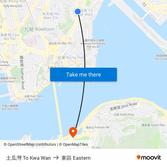 土瓜灣 To Kwa Wan to 東區 Eastern map
