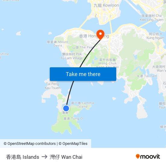 香港島 Islands to 香港島 Islands map