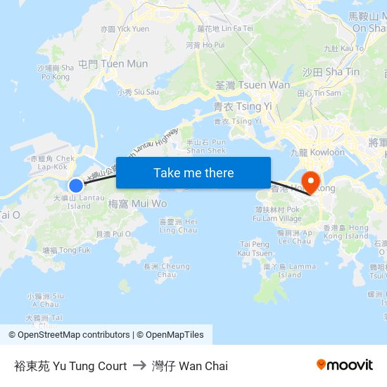 裕東苑 Yu Tung Court to 灣仔 Wan Chai map