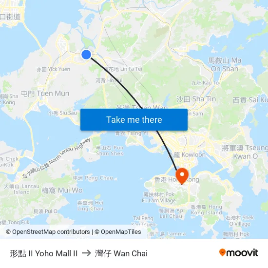 形點 II Yoho Mall II to 灣仔 Wan Chai map
