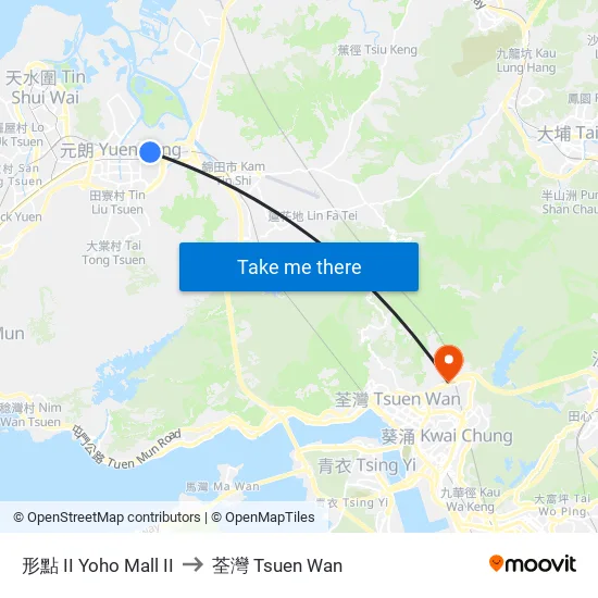 形點 II Yoho Mall II to 荃灣 Tsuen Wan map