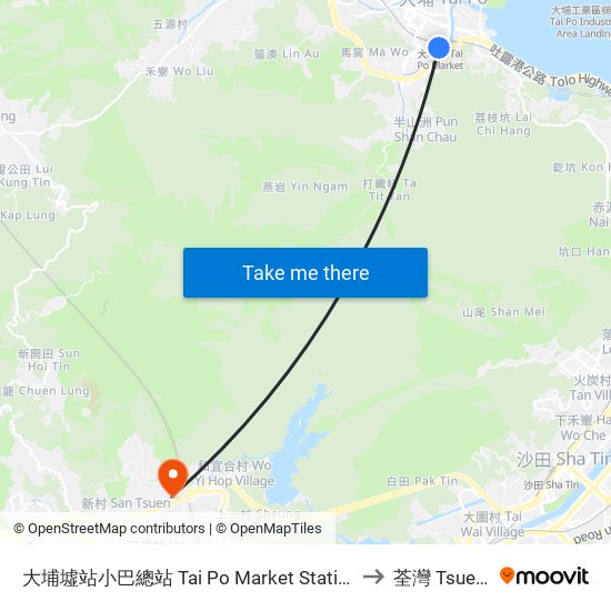 大埔墟站小巴總站 Tai Po Market Station Plb Terminus to 荃灣 Tsuen Wan map