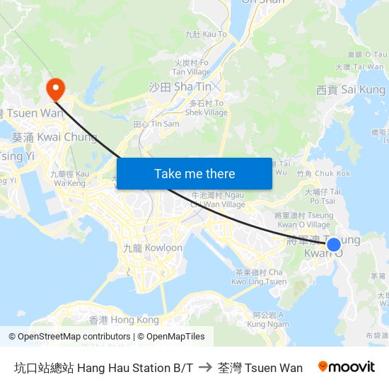 坑口站總站 Hang Hau Station B/T to 荃灣 Tsuen Wan map