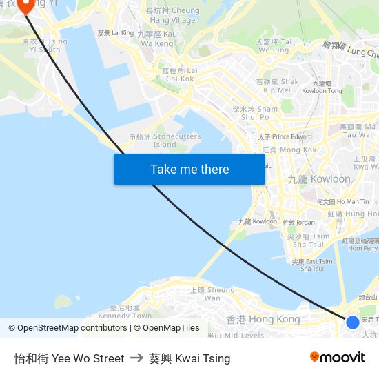怡和街 Yee Wo Street to 葵興 Kwai Tsing map