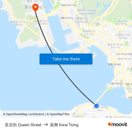 皇后街 Queen Street to 葵興 Kwai Tsing map