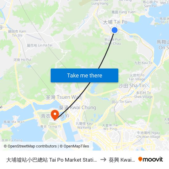大埔墟站小巴總站 Tai Po Market Station Plb Terminus to 葵興 Kwai Tsing map