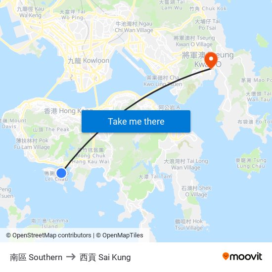 南區 Southern to 西貢 Sai Kung map