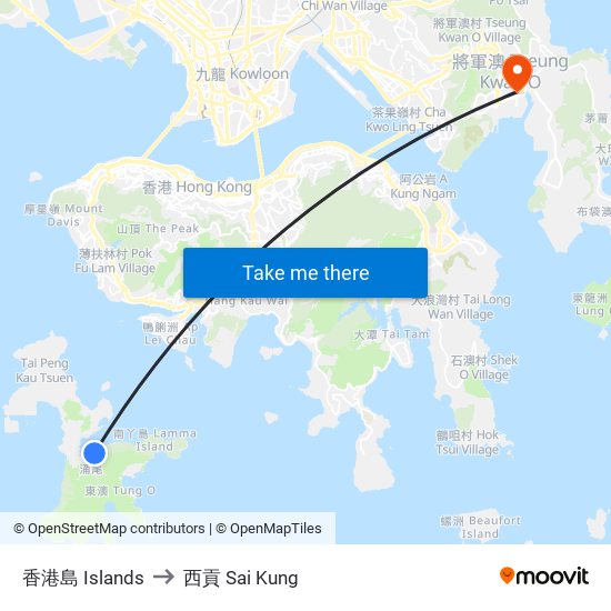 香港島 Islands to 西貢 Sai Kung map