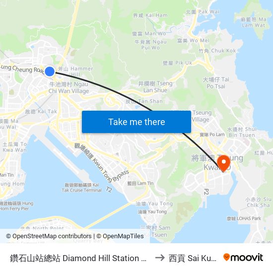 鑽石山站總站 Diamond Hill Station B/T to 西貢 Sai Kung map